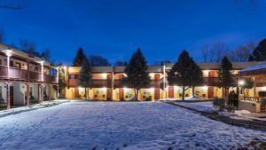 Snowfall exterior Hotel in Taos NM