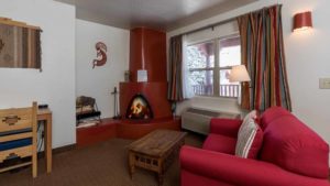 Hotel Fireplace room in Taos NM